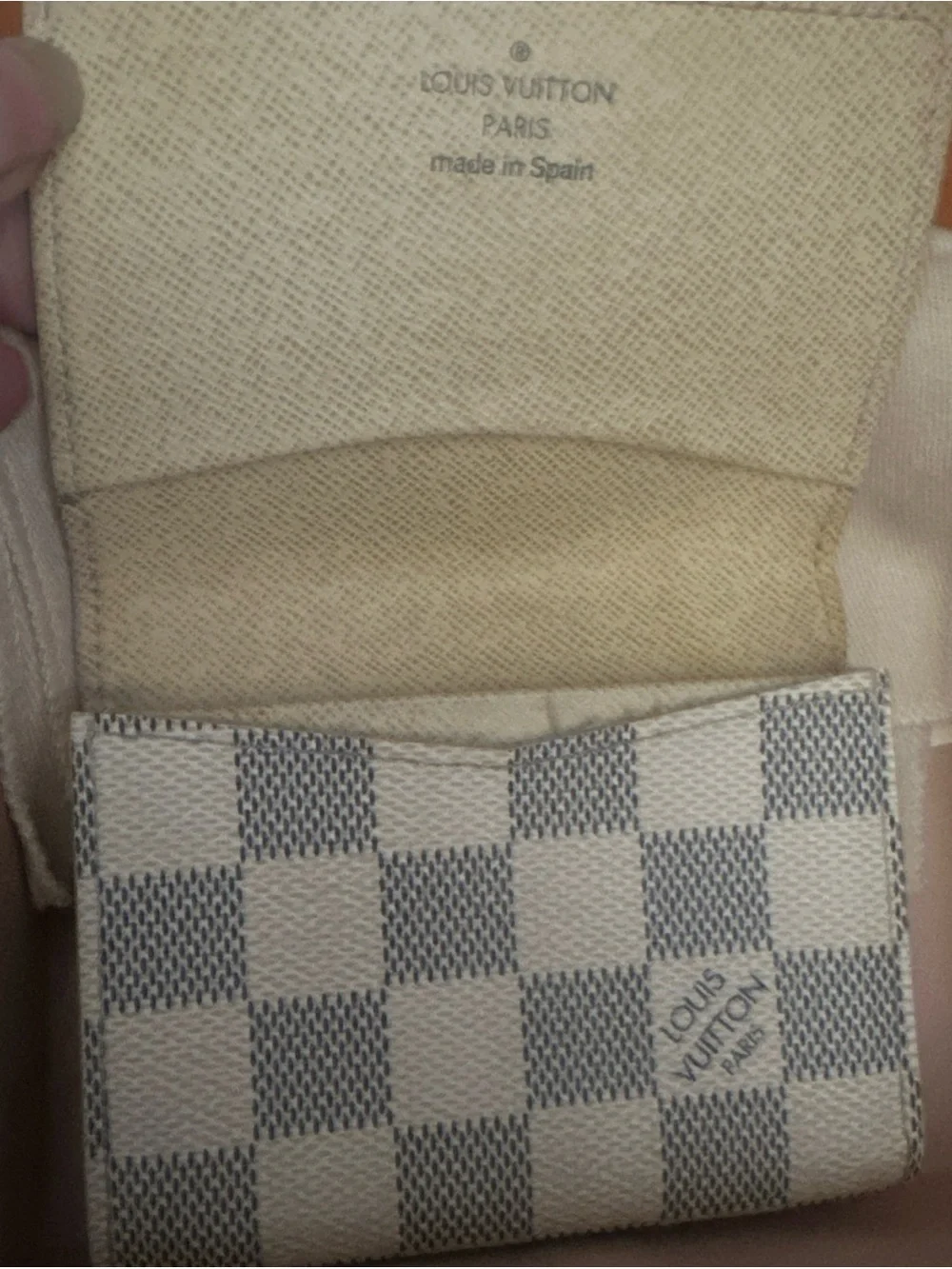 Louis Vuitton Damier Azur Checkered Wallet in Cream and Light Gray